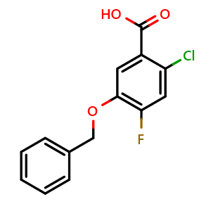 Chemical structure of 5-(benzyloxy)-2-chloro-4-fluorobenzoic acid , CAS 2918865-64-0, AChemBlock AD295572