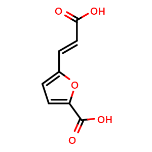 Chemical structure of (E)-5-(2-carboxyvinyl)furan-2-carboxylic acid , CAS 156421-74-8, AChemBlock AD295573