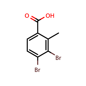 Chemical structure of 3,4-dibromo-2-methylbenzoic acid , CAS 2383994-37-2, AChemBlock AD295577