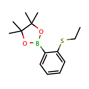 Chemical structure of 2-(2-(ethylthio)phenyl)-4,4,5,5-tetramethyl-1,3,2-dioxaborolane , CAS 1520828-30-1, AChemBlock AD295579