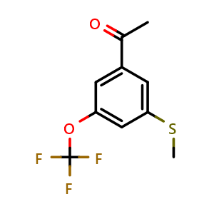 Chemical structure of 1-(3-(methylthio)-5-(trifluoromethoxy)phenyl)ethanone , CAS 2384640-64-4, AChemBlock AD295585