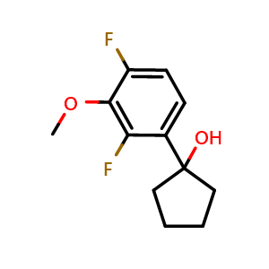 Chemical structure of 1-(2,4-difluoro-3-methoxyphenyl)cyclopentanol , CAS 2918832-45-6, AChemBlock AD295587