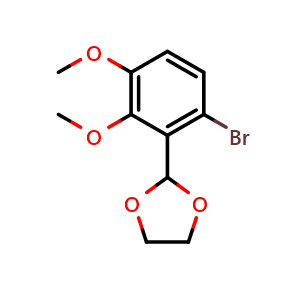 Chemical structure of 2-(6-bromo-2,3-dimethoxyphenyl)-1,3-dioxolane , CAS 213698-58-9, AChemBlock AD295589