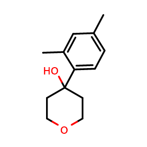 Chemical structure of 4-(2,4-dimethylphenyl)tetrahydro-2H-pyran-4-ol , CAS 1340413-67-3, AChemBlock AD295590