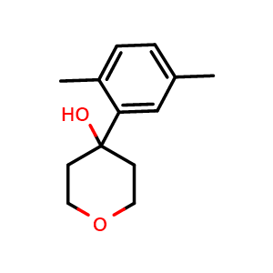 Chemical structure of 4-(2,5-dimethylphenyl)tetrahydro-2H-pyran-4-ol , CAS 1340076-13-2, AChemBlock AD295594