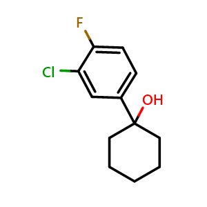 Chemical structure of 1-(3-chloro-4-fluorophenyl)cyclohexanol , CAS 2020350-62-1, AChemBlock AD295599