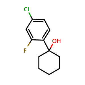 Chemical structure of 1-(4-chloro-2-fluorophenyl)cyclohexanol , CAS 1535440-52-8, AChemBlock AD295601