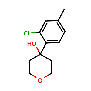Chemical structure of 4-(2-chloro-4-methylphenyl)tetrahydro-2H-pyran-4-ol , CAS 2274447-30-0, AChemBlock AD295603