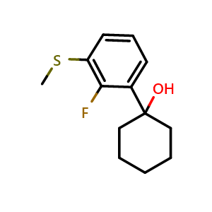 Chemical structure of 1-(2-fluoro-3-(methylthio)phenyl)cyclohexanol , CAS 2901099-35-0, AChemBlock AD295611