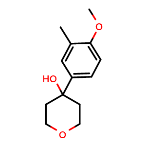 Chemical structure of 4-(4-methoxy-3-methylphenyl)tetrahydro-2H-pyran-4-ol , CAS 2254577-56-3, AChemBlock AD295616