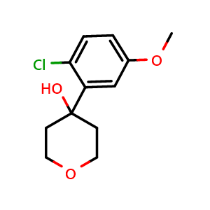 Chemical structure of 4-(2-chloro-5-methoxyphenyl)tetrahydro-2H-pyran-4-ol , CAS 2918952-03-9, AChemBlock AD295624