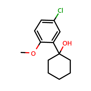 Chemical structure of 1-(5-chloro-2-methoxyphenyl)cyclohexanol , CAS 1342085-90-8, AChemBlock AD295626