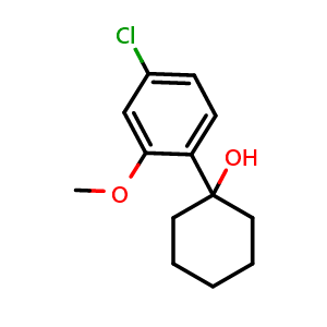 Chemical structure of 1-(4-chloro-2-methoxyphenyl)cyclohexanol , CAS 2918908-75-3, AChemBlock AD295634