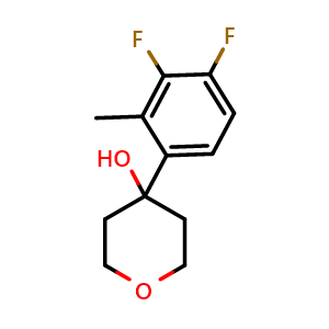 Chemical structure of 4-(3,4-difluoro-2-methylphenyl)tetrahydro-2H-pyran-4-ol , CAS 2918883-08-4, AChemBlock AD295639