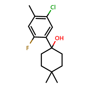 Chemical structure of 1-(5-chloro-2-fluoro-4-methylphenyl)-4,4-dimethylcyclohexanol , CAS 2918932-23-5, AChemBlock AD295641