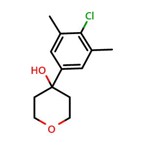 Chemical structure of 4-(4-chloro-3,5-dimethylphenyl)tetrahydro-2H-pyran-4-ol , CAS 2254574-12-2, AChemBlock AD295642