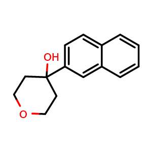 Chemical structure of 4-(naphthalen-2-yl)tetrahydro-2H-pyran-4-ol , CAS 1282493-91-7, AChemBlock AD295644