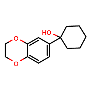 Chemical structure of 1-(2,3-dihydrobenzo[b][1,4]dioxin-6-yl)cyclohexanol , CAS 1496164-36-3, AChemBlock AD295645