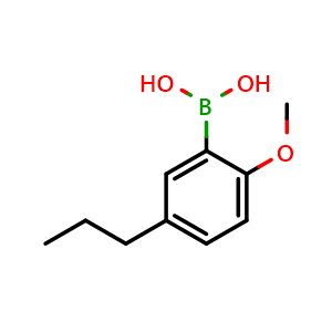Chemical structure of (2-methoxy-5-propylphenyl)boronic acid , CAS 1261181-14-9, AChemBlock AD295658