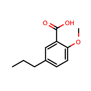 Chemical structure of 2-methoxy-5-propylbenzoic acid , CAS 130880-58-9, AChemBlock AD295660
