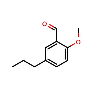 Chemical structure of 2-methoxy-5-propylbenzaldehyde , CAS 145742-54-7, AChemBlock AD295661