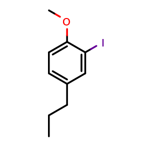Chemical structure of 2-iodo-1-methoxy-4-propylbenzene , CAS 1279883-66-7, AChemBlock AD295662