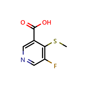 Chemical structure of 5-fluoro-4-(methylthio)nicotinic acid , CAS 2901105-82-4, AChemBlock AD295668