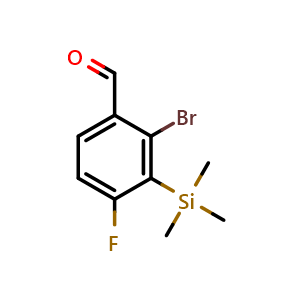 Chemical structure of 2-bromo-4-fluoro-3-(trimethylsilyl)benzaldehyde , CAS 2918886-24-3, AChemBlock AD295683