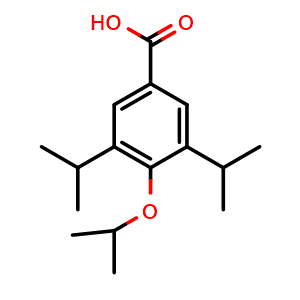 Chemical structure of 4-isopropoxy-3,5-diisopropylbenzoic acid , CAS 2918851-48-4, AChemBlock AD295687