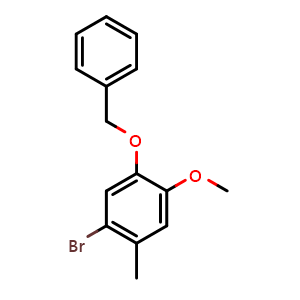 Chemical structure of 1-(benzyloxy)-5-bromo-2-methoxy-4-methylbenzene , CAS 387881-00-7, AChemBlock AD295694