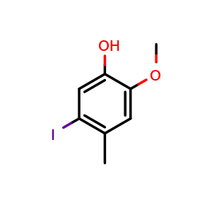 Chemical structure of 5-iodo-2-methoxy-4-methylphenol , CAS 749874-23-5, AChemBlock AD295695