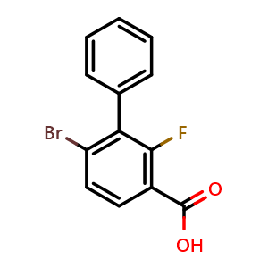 Chemical structure of 6-bromo-2-fluoro-[1,1'-biphenyl]-3-carboxylic acid , CAS 2969368-97-4, AChemBlock AD295696