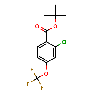 Chemical structure of tert-butyl 2-chloro-4-(trifluoromethoxy)benzoate , CAS 2733147-59-4, AChemBlock AD295698