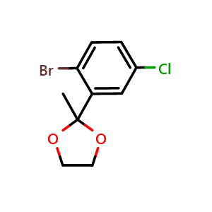 Chemical structure of 2-(2-bromo-5-chlorophenyl)-2-methyl-1,3-dioxolane , CAS 444722-08-1, AChemBlock AD295702