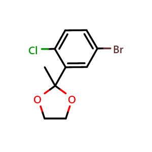 Chemical structure of 2-(5-bromo-2-chlorophenyl)-2-methyl-1,3-dioxolane , CAS 2918946-08-2, AChemBlock AD295703