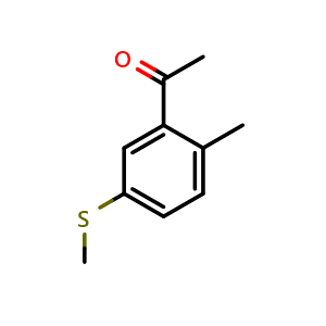 Chemical structure of 1-(2-methyl-5-(methylthio)phenyl)ethanone , CAS 1195612-33-9, AChemBlock AD295706
