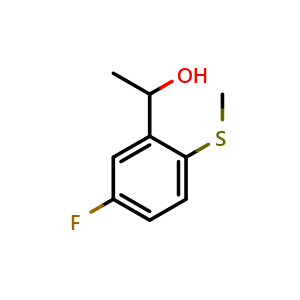 Chemical structure of 1-(5-fluoro-2-(methylthio)phenyl)ethanol , CAS 1341549-81-2, AChemBlock AD295708