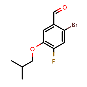 Chemical structure of 2-bromo-4-fluoro-5-isobutoxybenzaldehyde , CAS 2918881-62-4, AChemBlock AD295724