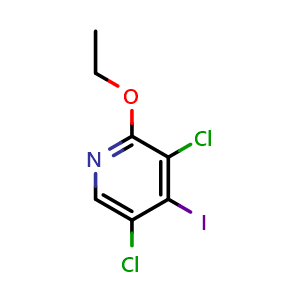 Chemical structure of 3,5-dichloro-2-ethoxy-4-iodopyridine , CAS 2918835-09-1, AChemBlock AD295729