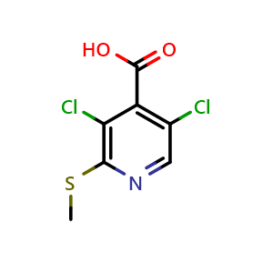 Chemical structure of 3,5-dichloro-2-(methylthio)isonicotinic acid , CAS 2918860-97-4, AChemBlock AD295734