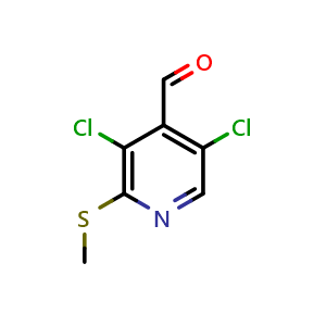 Chemical structure of 3,5-dichloro-2-(methylthio)isonicotinaldehyde , CAS 2918927-11-2, AChemBlock AD295735