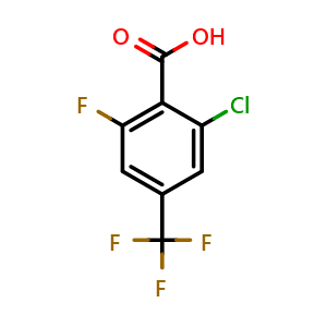 Chemical structure of 2-chloro-6-fluoro-4-(trifluoromethyl)benzoic acid , CAS 1807270-10-5, AChemBlock AD295749
