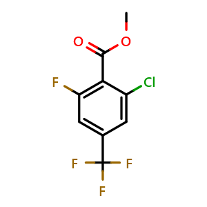 Chemical structure of methyl 2-chloro-6-fluoro-4-(trifluoromethyl)benzoate , CAS 1804880-09-8, AChemBlock AD295750