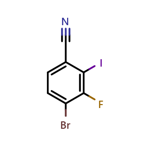 Chemical structure of 4-bromo-3-fluoro-2-iodobenzonitrile , CAS 2167980-85-8, AChemBlock AD295753