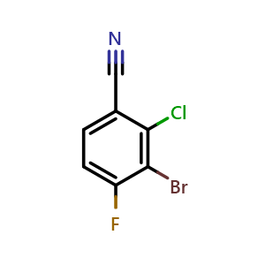 Chemical structure of 3-Bromo-2-chloro-4-fluorobenzonitrile , CAS 2091679-54-6, AChemBlock AD295757