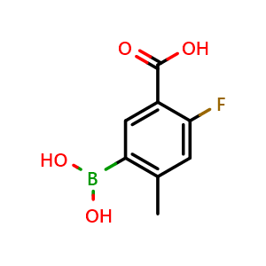 Chemical structure of 5-borono-2-fluoro-4-methylbenzoic acid , CAS 1952356-90-9, AChemBlock AD295758