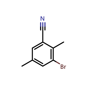 Chemical structure of 3-bromo-2,5-dimethylbenzonitrile , CAS 247575-32-2, AChemBlock AD295759