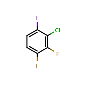 Chemical structure of 2-Chloro-3,4-difluoro-1-iodobenzene , CAS 1208077-87-5, AChemBlock AD295761