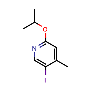 Chemical structure of 5-iodo-2-isopropoxy-4-methylpyridine , CAS 2918850-19-6, AChemBlock AD295768