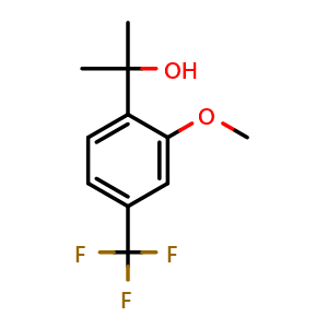 Chemical structure of 2-(2-methoxy-4-(trifluoromethyl)phenyl)propan-2-ol , CAS 1783539-90-1, AChemBlock AD295772